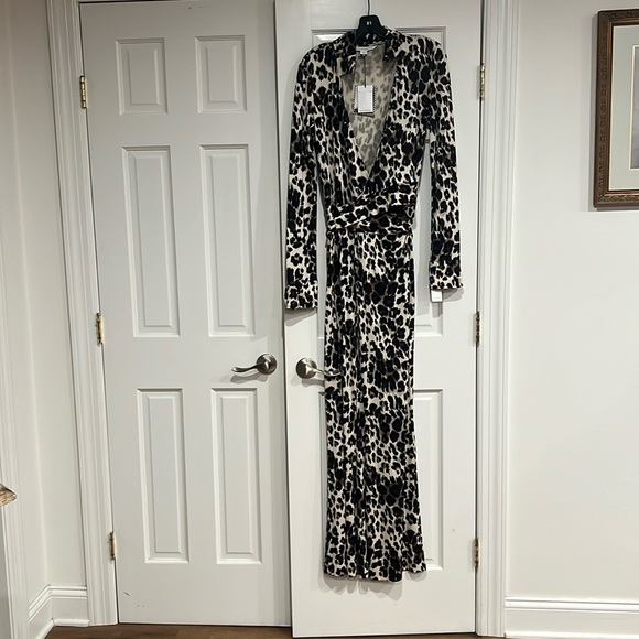 Diane Von Furstenberg Wrap Jumpsuit snow cheetah